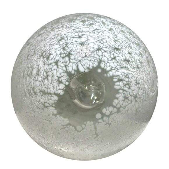Heavy Blown Glass Ornament Frosted Snowflakes Handcrafted Bauble Witch Ball 13oz - Picture 7 of 10